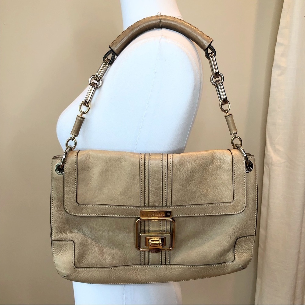 VINTAGE Anya Hindmarch Tan & Gold Leather Shoulder Bag